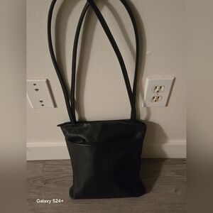 Derek Alexander Black Leather Strap Shoulder Bag